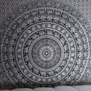Black & white elephant tapestry
